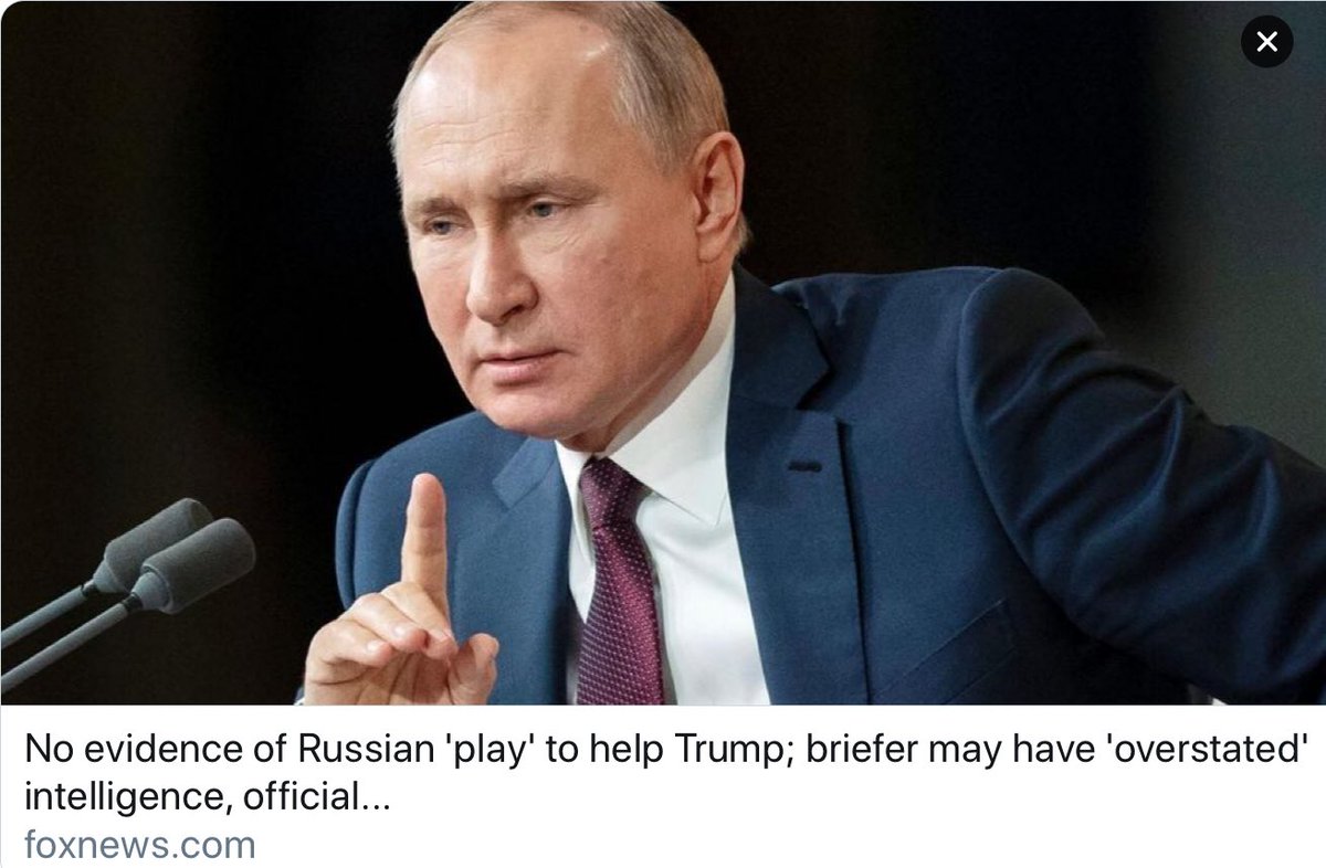 “Contrary to numerous recent media reports, there is NO evidence to suggest that #Russia is making a specific 'play' to boost President #Trump's reelection bid.” @NYTimes will be redlined as FALSE on @Twitter quite a bit w/their new anti/#1A policy. foxnews.com/politics/russi…