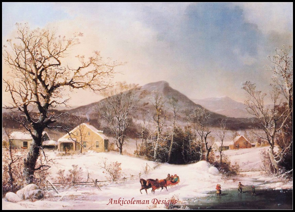 MeritDima's tweet image. Needlework for embroidery DIY DMC color High Quality – Counted Cross Stitch Kits 14 ct Oil painting – Farmyard in Winter my-artwork.com/product/needle…