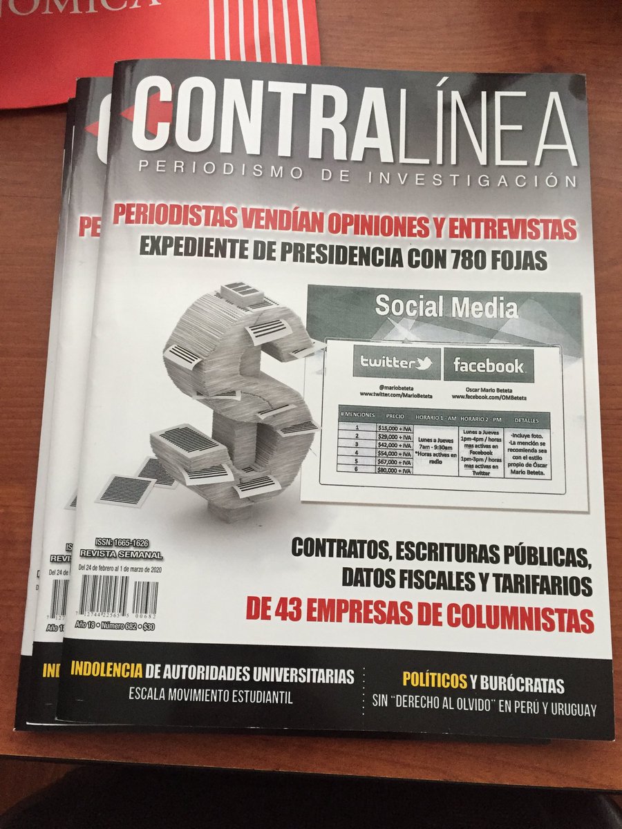 Nancy_FloresN's tweet photo. Aquí la portada de ⁦@contralinea⁩ sobre el expediente que desclasificó el Inai y entregó la Presidencia, respecto de la relación entre periodistas y gobierno de Peña https://t.co/rnxhU7EH5S