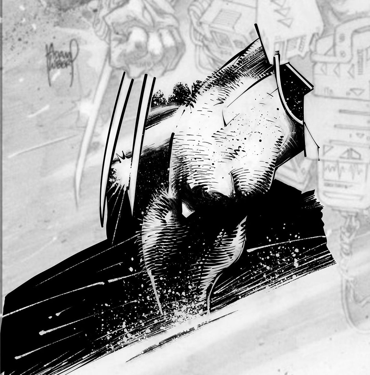 JimmyReyesArt's tweet photo. small break from #VeilOfNightComic to ink a sample over the legendary @AdamKubert. I love inking textures &amp; couldn't resist trying to ink this cover. #Wolverine #wolverine1 @Marvel @VikBogdanovic What do you think? #digitalinks @wacom @clipstudiopaint @Demonpuppy @inkmonkeyhope https://t.co/Q4XFQrLCks