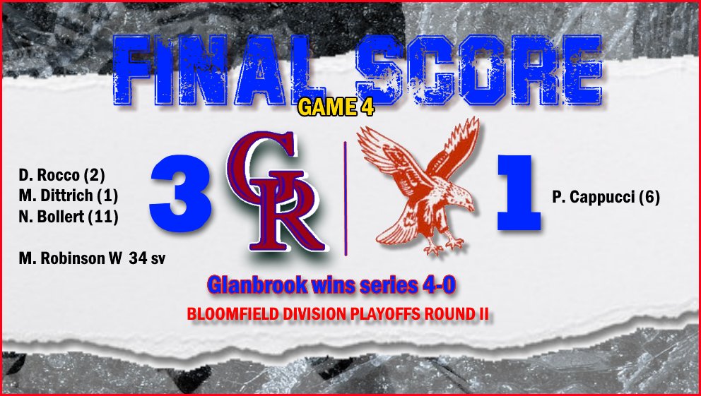 PJHL_GRangers's tweet photo. @PJHL_GRangers sweep their Bloomfield Division playoff series 4-0 with a 3-1 win over @Hawks_JrC and now move on to the Division finals.  Great work Rangers! https://t.co/O9OOqghizn