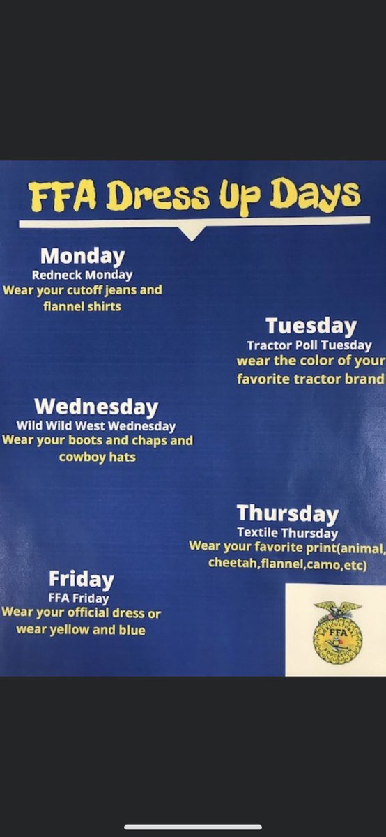 nmahaskaffa's tweet photo. Dress up days for this week! https://t.co/k9Me6CE2bJ
