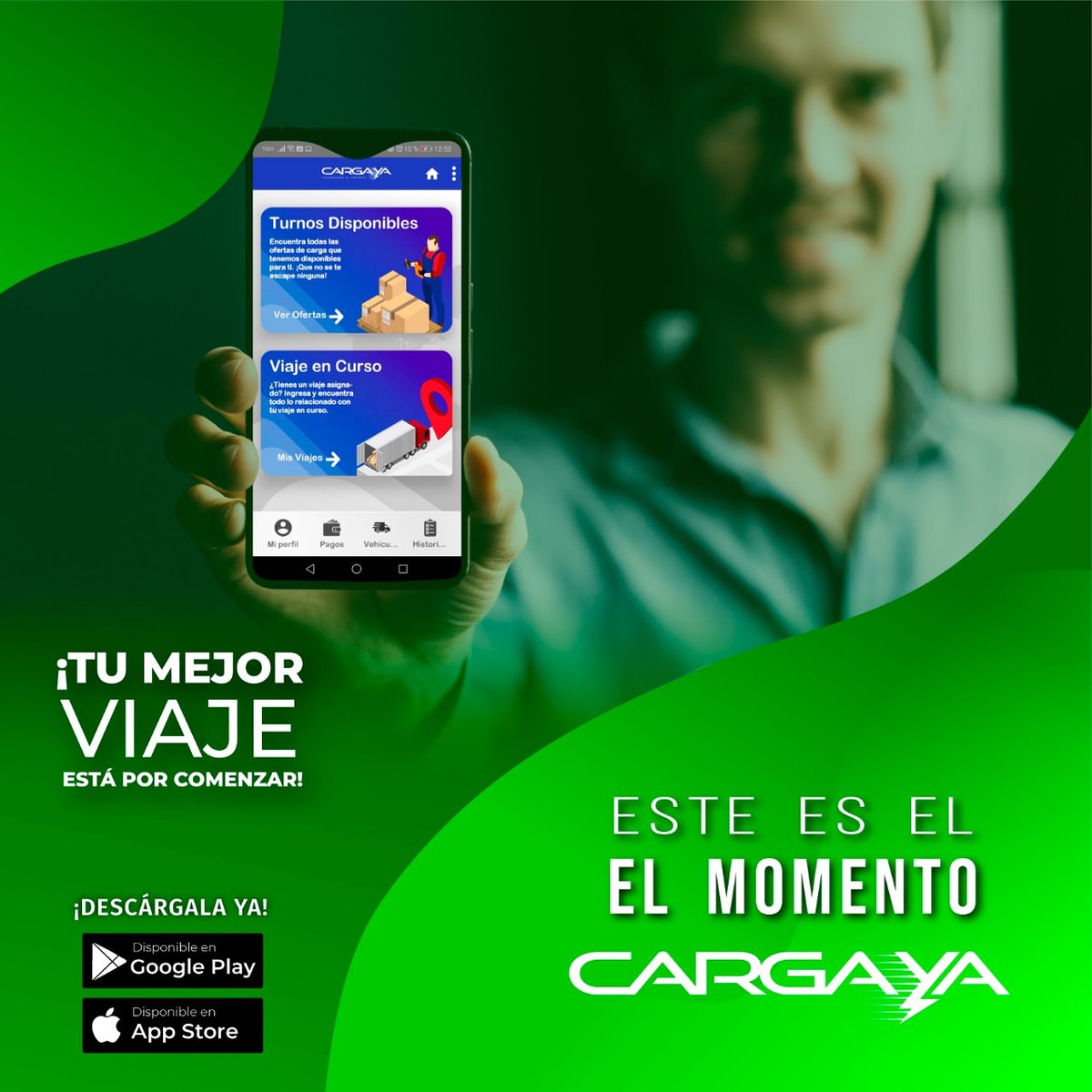 Eres conductor independiente... Te presento a tu amigo, CARGA YA, descárgarla y empieza a disfrutar de Grandes oportunidades