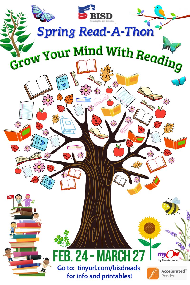 JennyAngelo1's tweet photo. Excited about Beaumont ISD's Spring Read-A-Thon which runs from Feb. 24 - March 27!  Which campuses will win Recogntion Banners?  Which students will be crowned the Kings and Queens of Reading?  Check out all the info at https://t.co/lTiHFXoX5X https://t.co/hMe8X12VK9