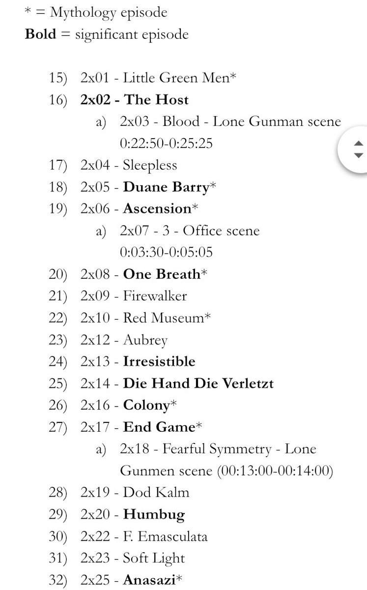 My Machete Cut of S2. YMMV on a few of the eps I chose to cut, but I feel like I eliminated the most disposable while, like last time, still retaining some dodgy ones for various reasons. Also in 3 cases, I keep scenes from otherwise meh-to-bad eps with time stamps.  #TheXFiles
