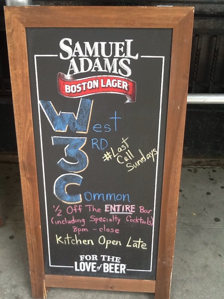 West3rdCommon's tweet photo. #LastCallSundays (1/2 Off The Entire Bar includ. Specialty Cocktails) is in effect NOW until close @West3rdCommon! Enjoy our selection of #CraftBeers, #Wine or our #HotCocktails such as #MulledWine, #HotToddies or #SpikedCider w/ @BISpirits #AppleJackWhisky. Kitchen open late! https://t.co/iSVpuVZUNa