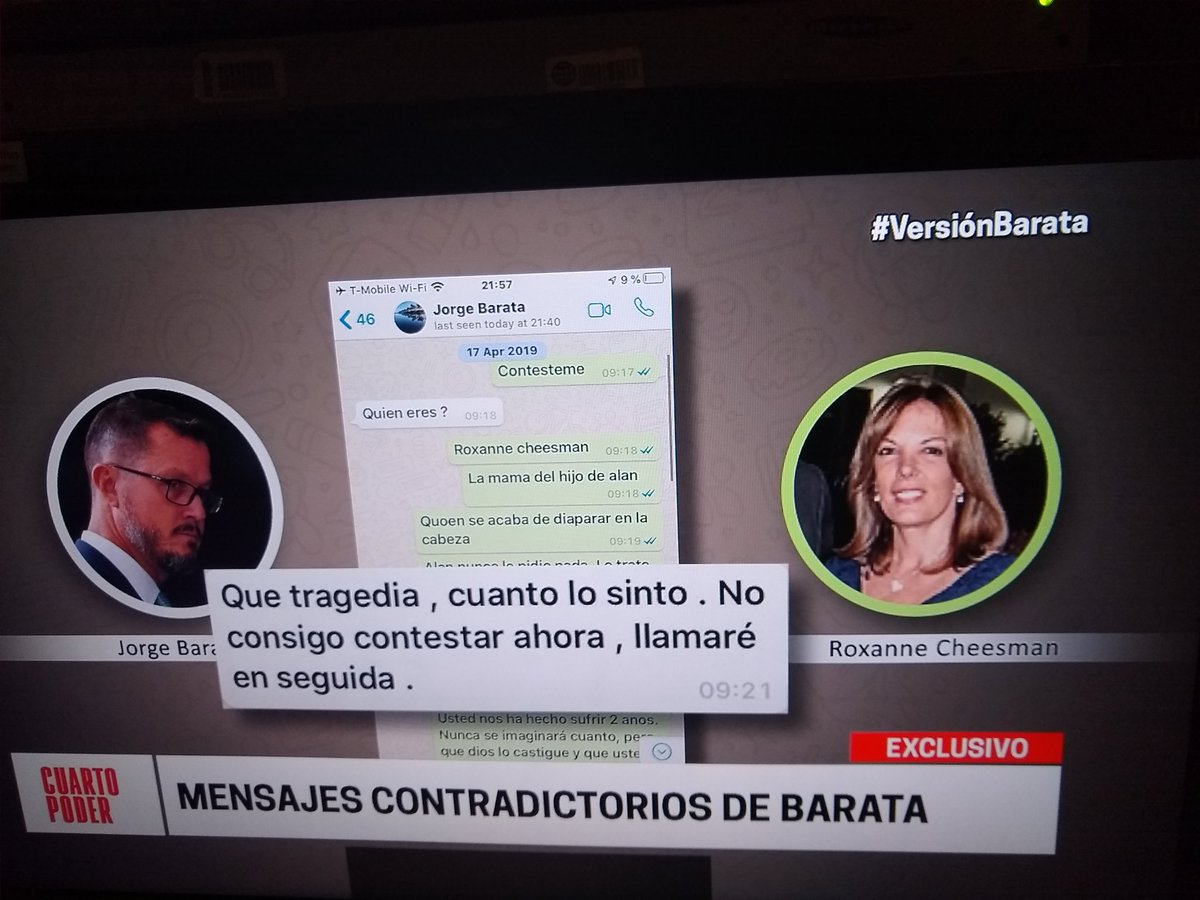 gabyhipe's tweet photo. Parte de la conversación entre Roxanne Cheesman y Jorge Barata en la misma mañana en que Alan García se había disparado en la sien #CuartoPoder #VersiónBarata https://t.co/A5ZBrgbt3M