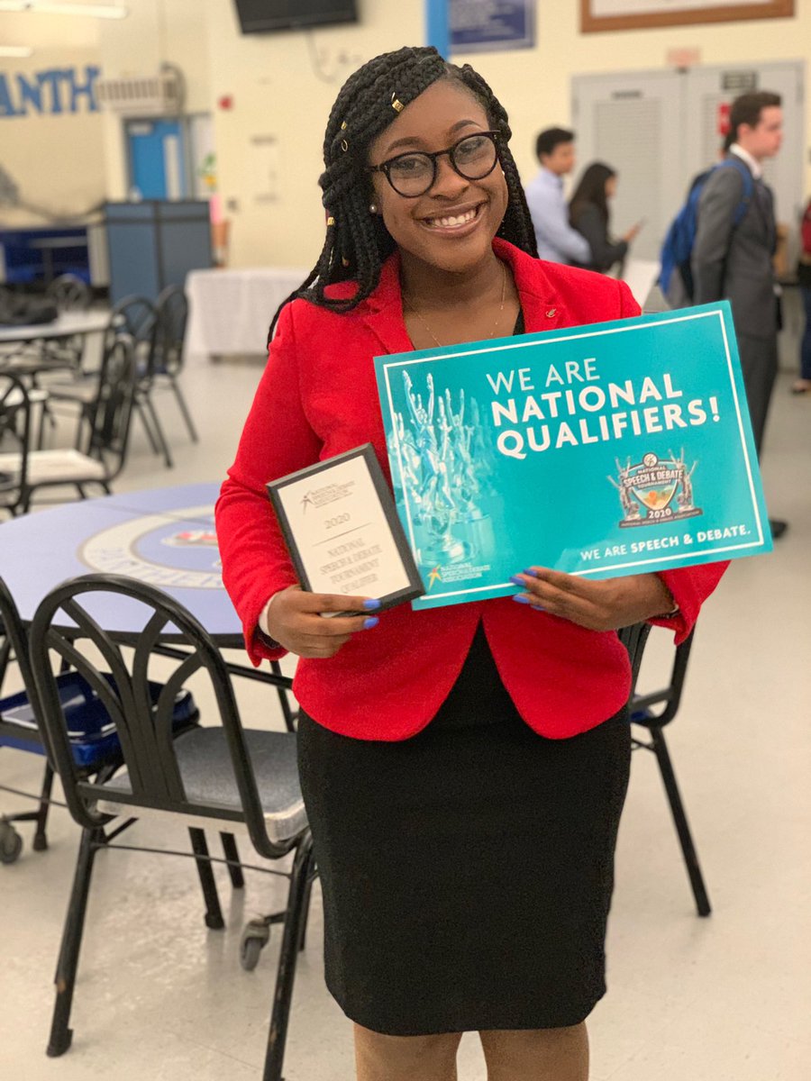 Sophia qualified for Nationals in POI! Alyssa is 1st Alternate in POI. In DI Nevoy made it to semi-finals, in OO Kourtney made it to semis, in DUO Nevoy and Brianna made it to semis and in Lincoln- Douglas, Jada placed 7th. Sophia is the POI District Champion! #PatriotsNeverRest!