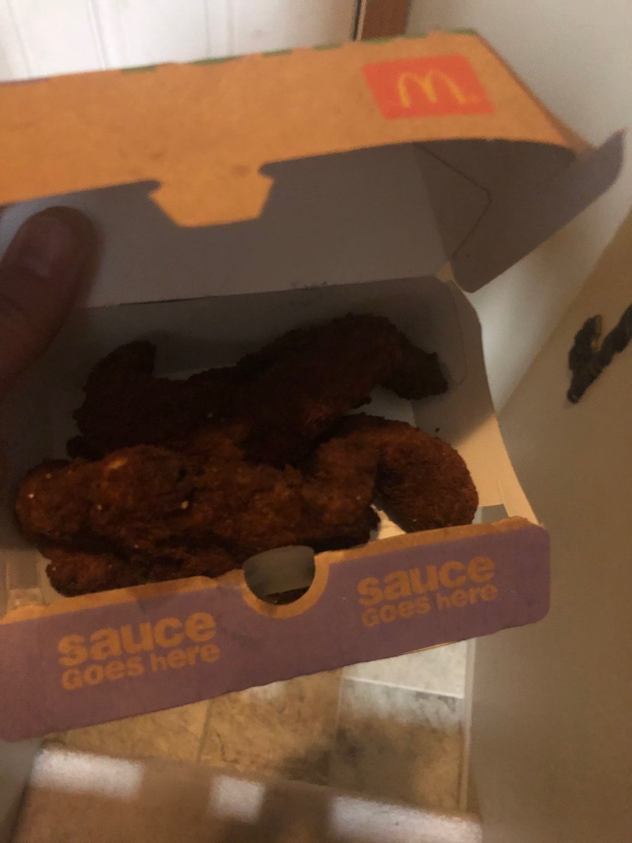 davidjespersen's tweet photo. Seriously @McDonalds?  I stop by to get some comfort food after a long day and this is what I find when I open my tenders at home?  I won’t even say what this looks like. How is this ok? https://t.co/2Ofq29cgcm