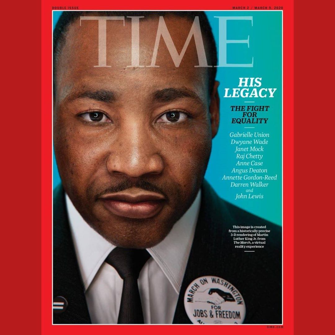 AltonGlassVR's tweet photo. In collaboration with The March, @time's latest issue will examine the legacy &amp; impact Dr. King Jr. &amp;  his fight for equality. This is the first time his portrait was constructed through historically accurate 3-D Renderings pulled from The March VR Experience. #MarchOn #TheMarch https://t.co/zBeNY3GcnU