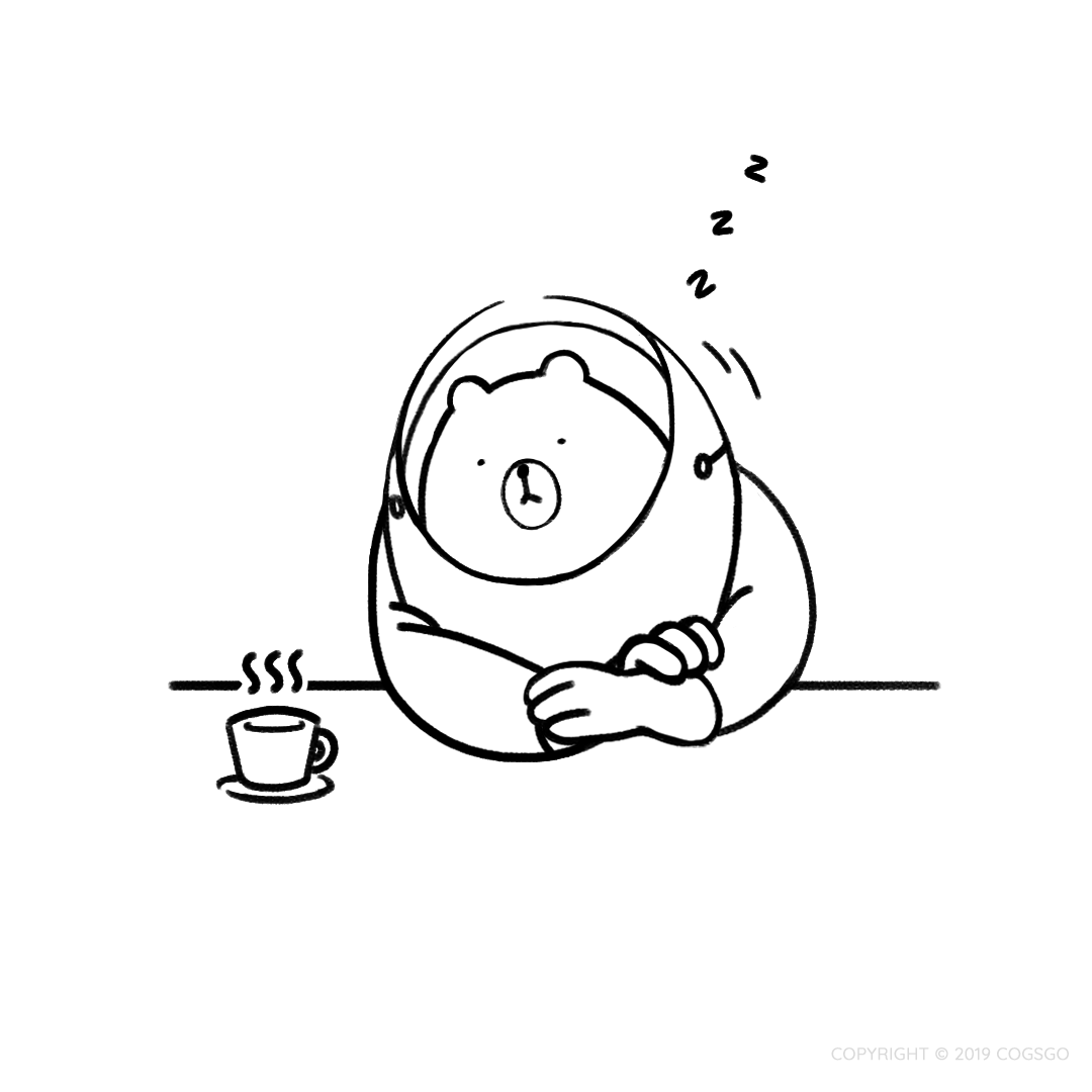 cogsgo's tweet image. Sometimes Dak 🐻needs coffee to stay awake. 
.
#Cogsgo #CogxCog #Dak #Chilltime #Lintart #illustration #character #cartooning #cartoon #Coffeetime