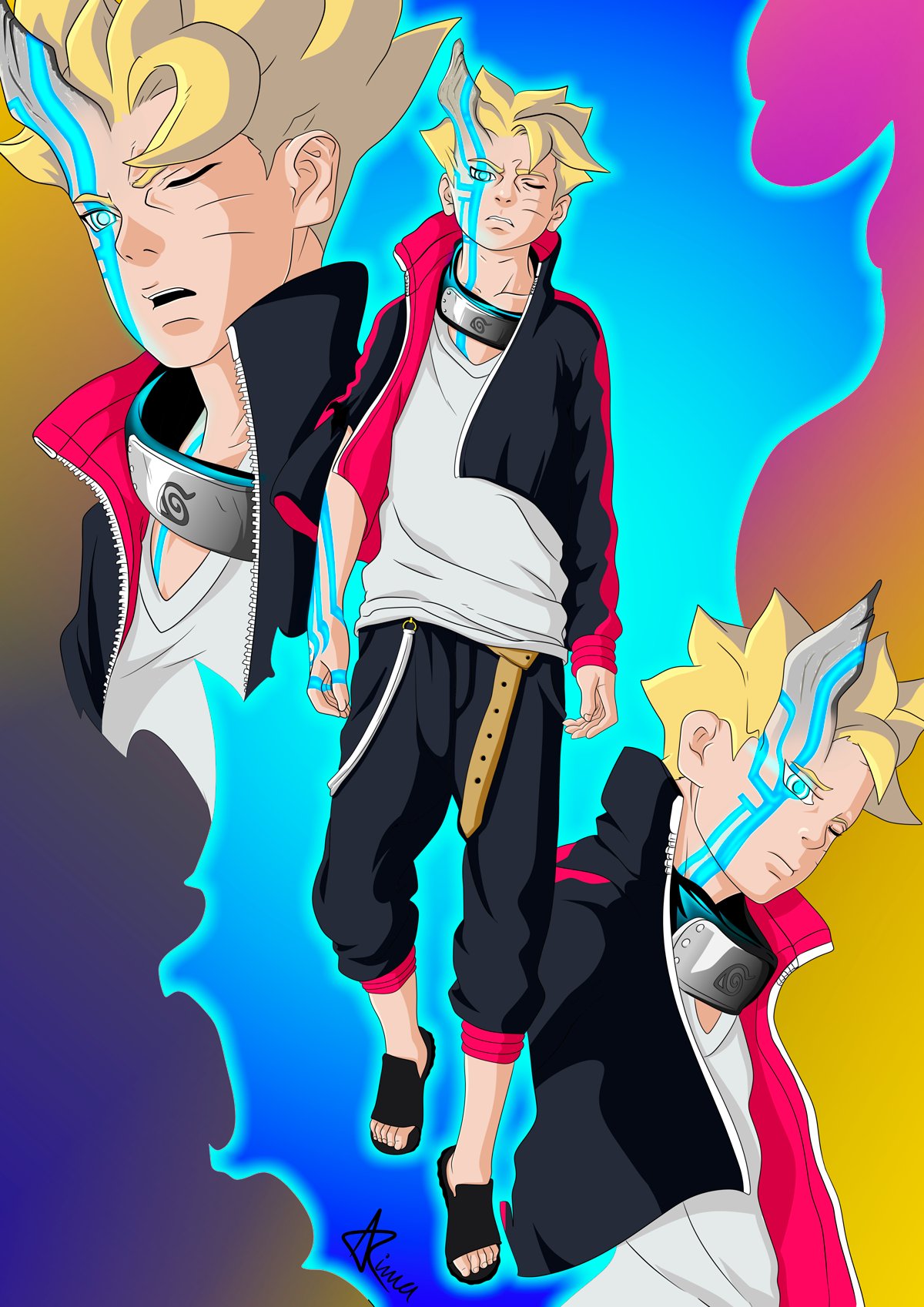 Desenho do boruto com karma