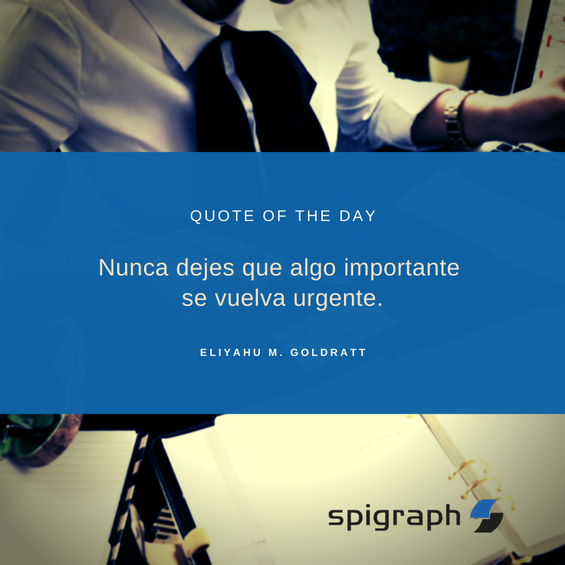 Spigraph_es's tweet photo. "Nunca dejes que algo importante se vuelva urgente" Eliyahu M. Goldratt

#quoteoftheday #lunes #work #stopprocrastinating #ahora https://t.co/AvA7fahfE7