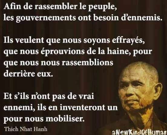 La plupart des suppressions de liberté individuelle commencent par ce fameux introït : "pour votre sécurité".Ainsi faut-il bien une menace, quitte à la créer, pour que le mougeon donne bien volontiers son code et son âme à Big Brother.