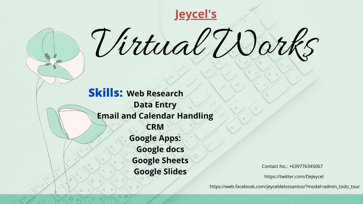 DeJeycel's tweet photo. New cover Photo 
Same Services Offered..
Hire me if you need help for your business.
#VirtualAssistant #Freelancer #VA #VirtualWorks https://t.co/SrNuz2izoj