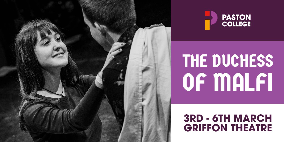 PastonCollege's tweet photo. Grab your tickets to the Far East Theatre Company production of The Duchess of Malfi! 

https://t.co/iflEWuIgvv https://t.co/vU3rl06eE9
