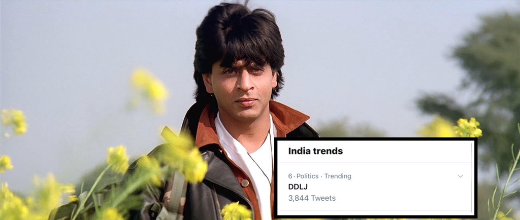 DDLJ is already trending at the 6th position in India as the president of the United States mentions the classic film during his speech at the #NamasteTrump event today ❤️ 
#TrumpIndiaVisit #IndiaWelcomesTrump #TrumpVisit