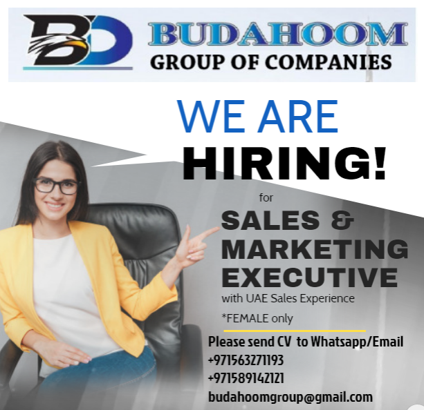 DBudahoom's tweet photo. WE ARE HIRING!

#jobsearch #Jobs #jobseekers #jobseeker #JobAlert #budahoomgroup #Sales #businesssetup #Dubai #dubailife  #UAE https://t.co/ZdabagyPKs