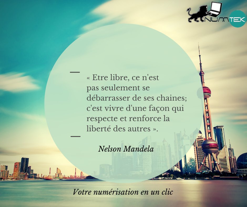 technonumtek's tweet image. Etre libre, ce n&apos;est pas seulement se débarrasser de ses chaines; c&apos;est vivre d&apos;une façon qui respecte et renforce la liberté des autres  😃.
#NumtekCameroun
#Lundimotivation