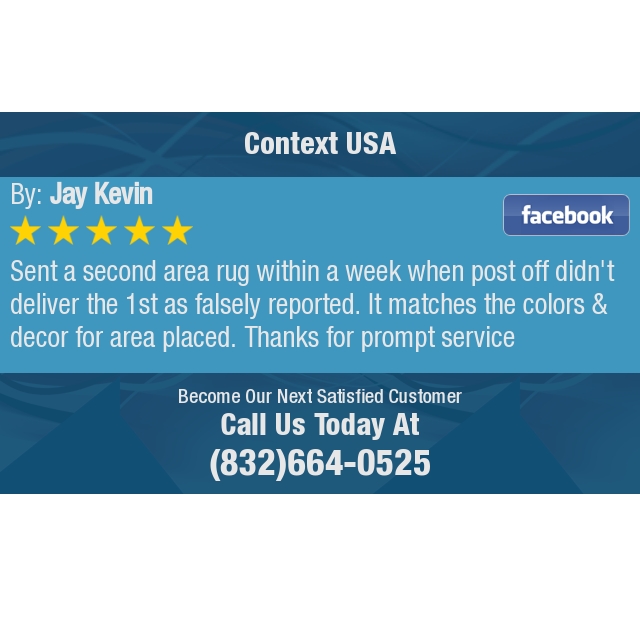 ContextUSAcom's tweet image. 5 Star: Jay K. "Sent a second area rug within a week when post off didn't deliver the 1st as falsely reported...." bit.ly/3c0z1if