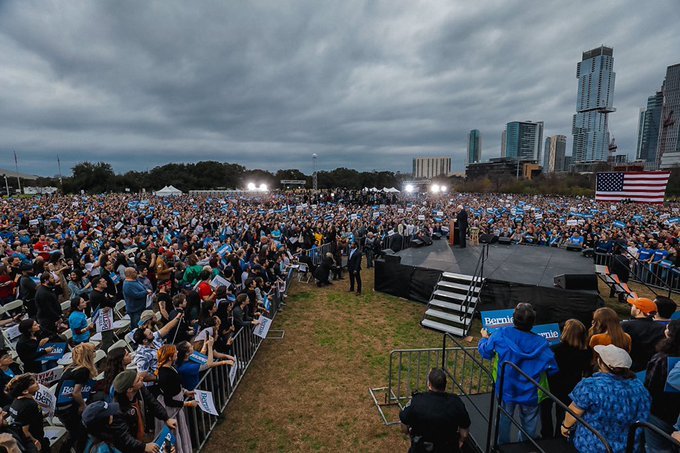 Gasteiztar1's tweet photo. Bernie will win in Texas!!! 
6657 rallied in Houston; 12718 felt the Bern in Austin

That’s 28,000+ this weekend. Damn Texas! #NotMeUs #BernieSanders2020 #BernieForTX #BernieBeatsTrump https://t.co/qucWVPpDUg