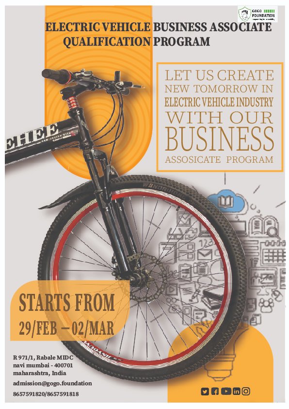 GoGoFoundation1's tweet photo. Electric Vehicle Business Associate Qualification Program.
Different Context and Activities
Want To Be a Part of it?
Hurry Up!!
Register Your Name
8657591818 / 8657591820
WhatsApp: https://t.co/p3ylPhqarf
Program Starts From 29th Feb to 2nd March

@gogoa1com @KimiMotors https://t.co/yLYbmz6m4K