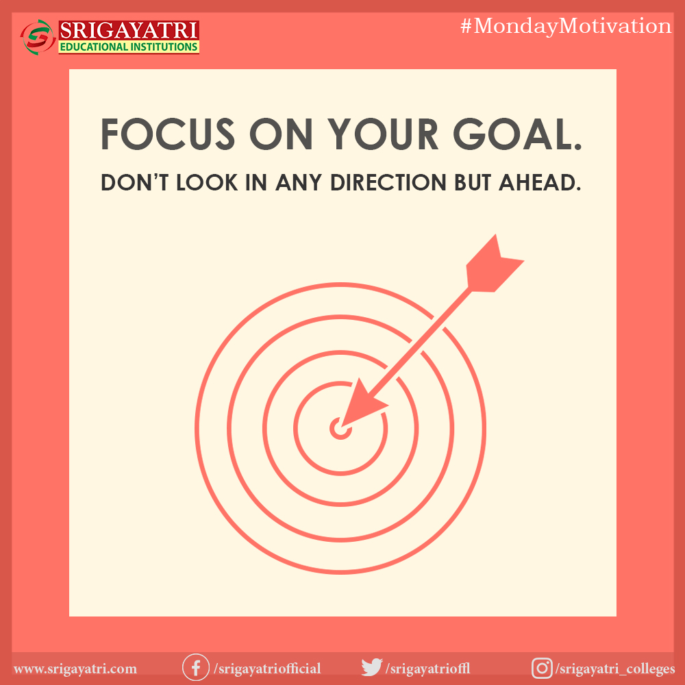 SriGayatriOffl's tweet photo. It's the beginning of another week! Set your goals and move forward.
#MondayMotivation #srigayatri
#Hyderabad #Guntur #Vizag #Amaravati #education #IIT #Telangana #AndhraPradesh #NEET #NEET2019 #SrigayatriColleges #motivation #monday #success #hardwork #inspiration #goal https://t.co/EMAGS4jVj3