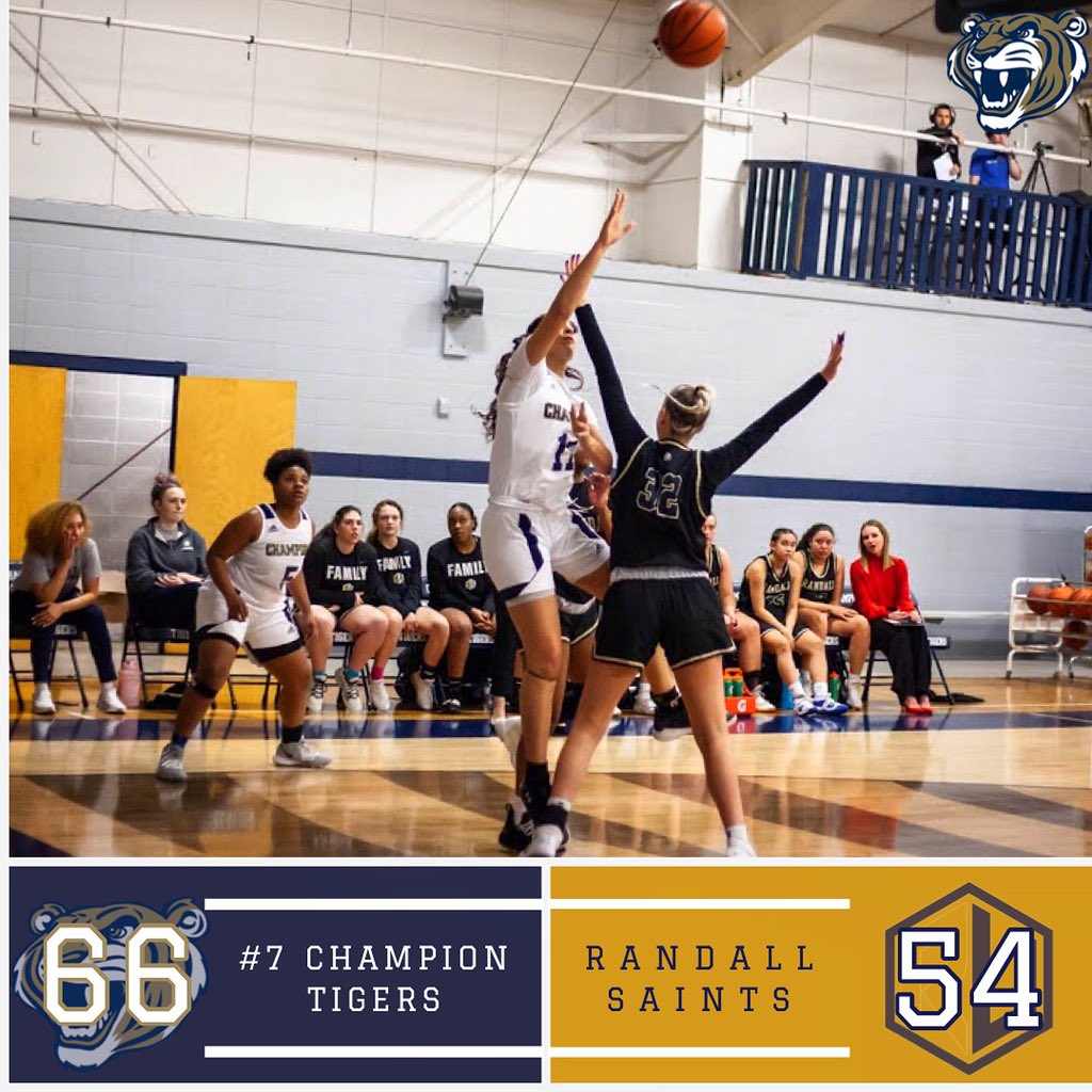 Championwbb1's tweet photo. TIGERS WIN! The #7 Tigers fight hard to get the W vs. Randall Saints 66-54! The Tigers take the #2 ranking in the region and prepare for Regionals this coming week! Go Tigers! #c3tigers #gottigers #allin https://t.co/Al0RBBX7Jw