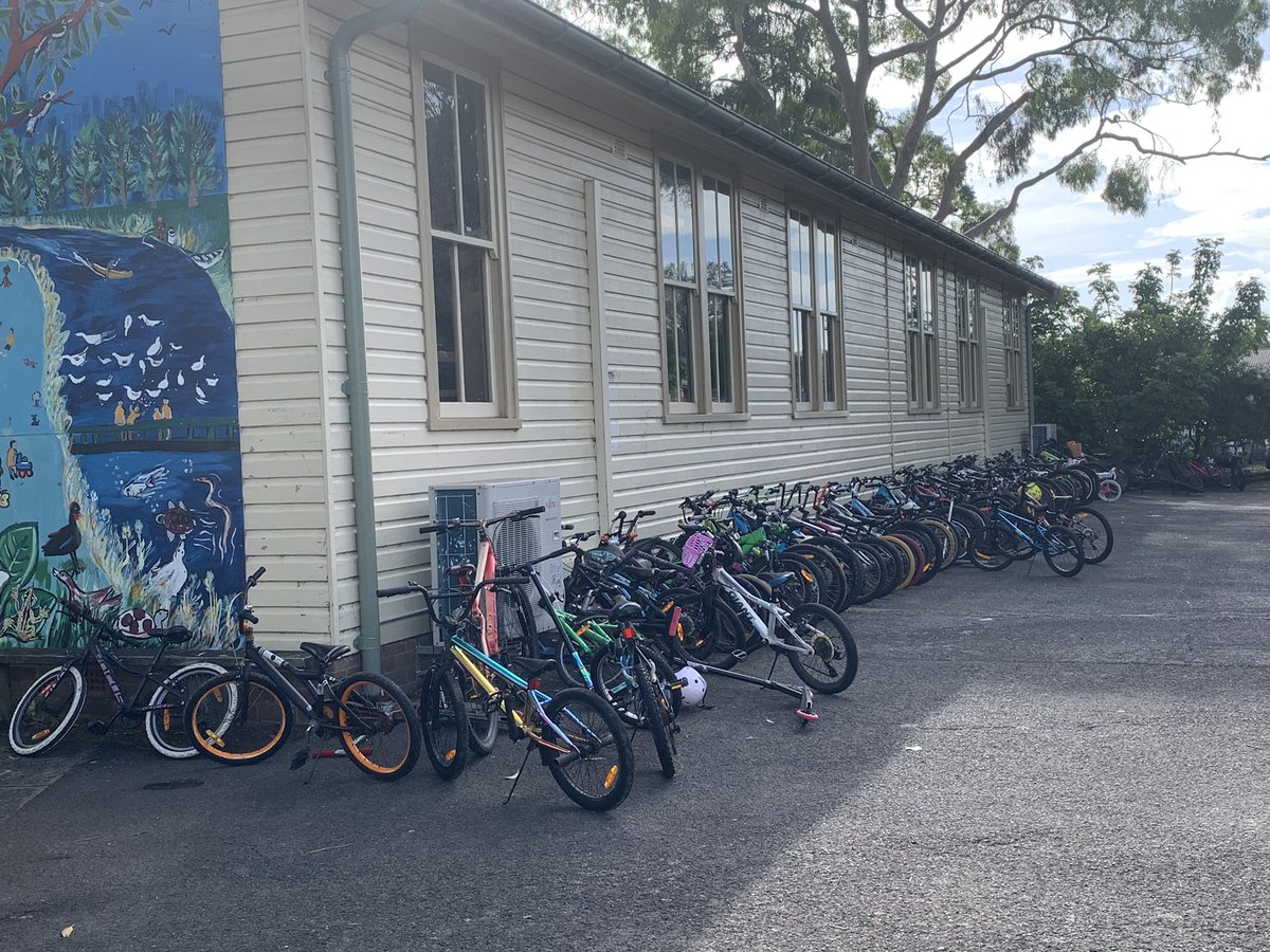 Cool to see so many kids riding to school at Narrabeen North PS - Old School rules...