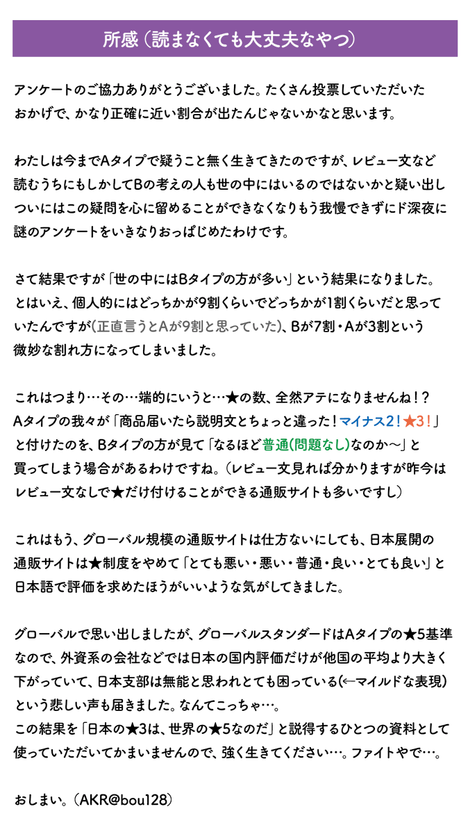 「ド深夜におっぱじめた謎アンケートにご協力いただきありがとうございました。結果をま」|AKRのイラスト