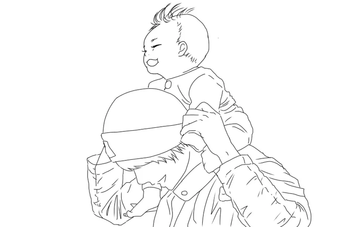休日のひとコマ。娘が似せれば似せるほど男の子になる…。色塗ったらダメになりそう #誰か塗って 