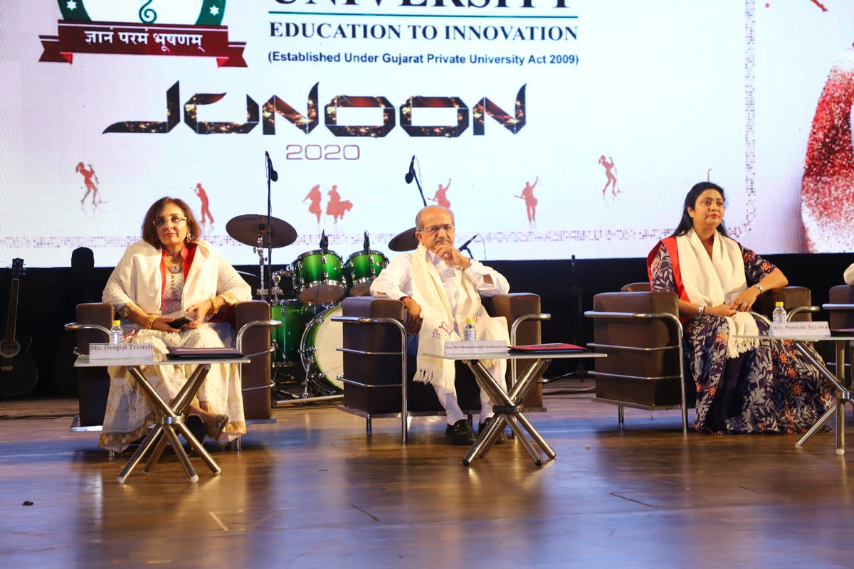 SilverOakUni's tweet photo. Check here the glimpses of #Junoon2020, Annual Cultural Program of Silver Oak University that is celebrated at GMDC Convention Hall on 22th Feb'20 with great enthusiasm and fervor.
The event was inaugurated by our Hon. @imBhupendrasinh , Educaion Minister of Gujarat State. https://t.co/T5oVyp7aFX