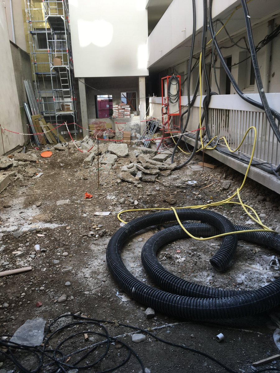 Création de la rampe d'accès PMR. Chantier pour <a href="/BouyguesBat_SE/">Bouygues Bâtiment SE</a> situé Rue Cuvier à Lyon 6. Accès contraints mais un travail de qualité par notre filiale en Espaces Verts, la société REVE