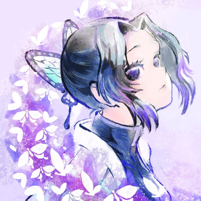 海辺さんがTwitterに投稿した胡蝶しのぶ(鬼滅の刃)のイラスト。