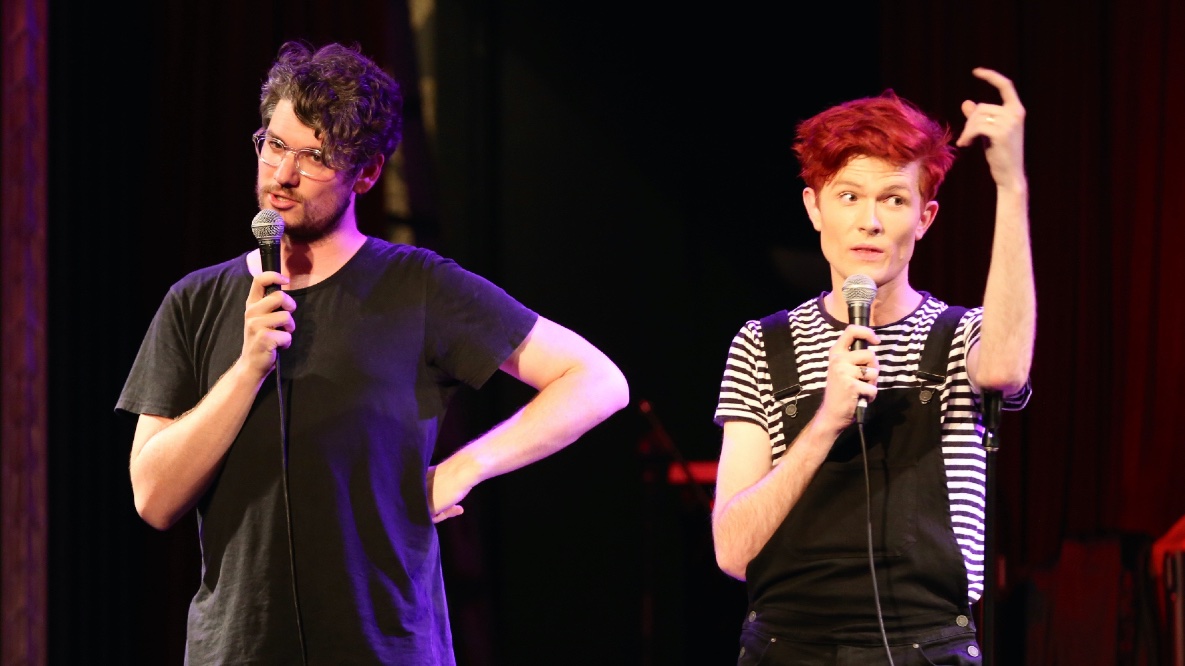 Added to this weeks Comedy(ish) are the 2 peeps who started it: @kyranwheatley &amp; @rhysnicholson (seen here holding two seperate conversations with an audience). This is the 2nd last chance to see 'ish before it's all over for <a href="/giantdwarf/">Giant Dwarf</a> on Cleveland St

comedyish.com