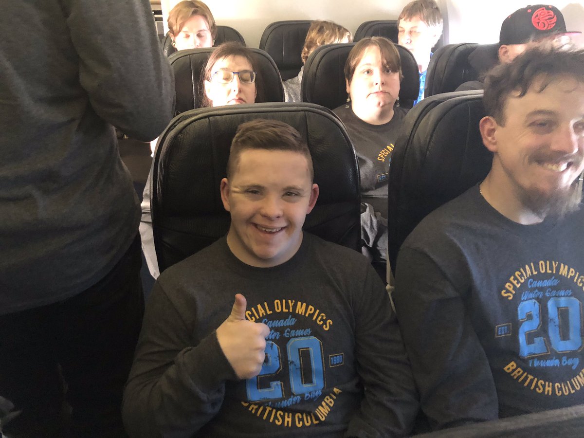 Oh those #SOTeamBC2020 travel day smiles!! <a href="/socgames2020/">Special Olympics Canada Games 2020</a> #Tbay we are happy to be here!