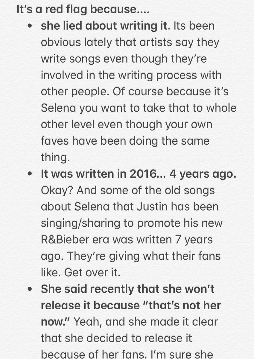 Talixlov3's tweet photo. Sometimes I’ll read a post by exposingsmg to see what kind of BS she comes up to remain relevant (hence why she focuses on Selena). The following are the “Red Flags” she sees in Selena releasing Feel me. I added my answers. #LoseYouToLoveMe #BestLyrics #iHeartAwards #FeelMeOUTNOW https://t.co/FEIArZXePp