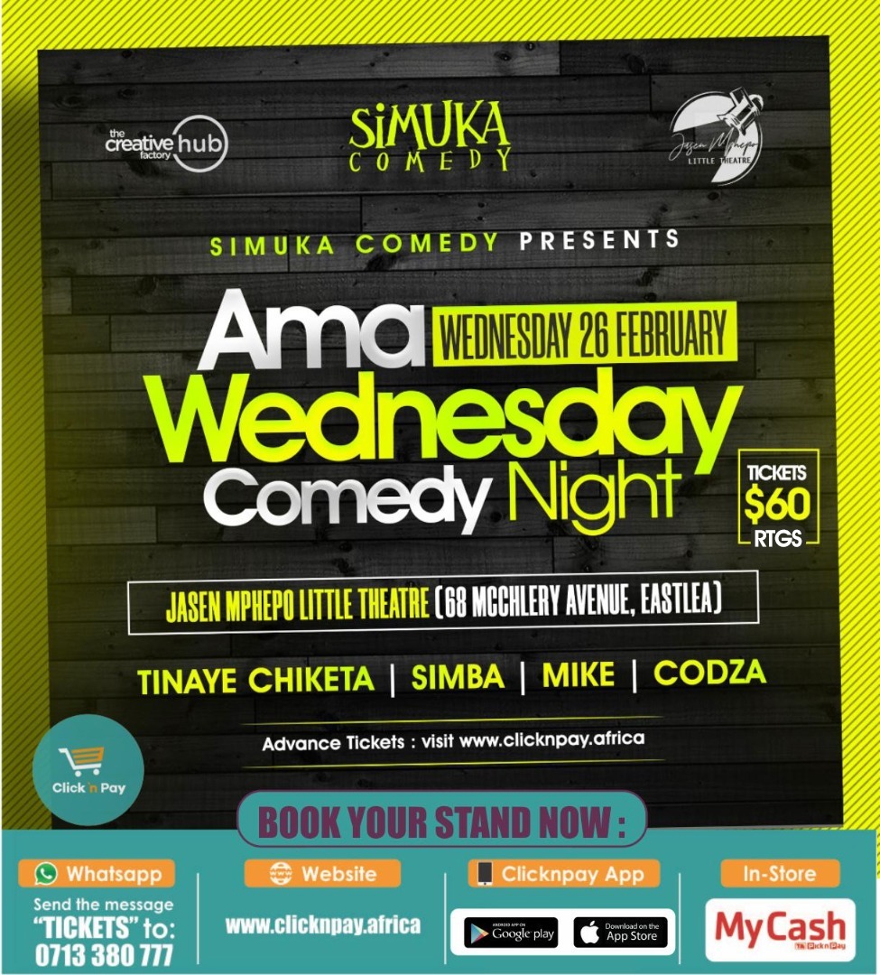 simukacomedy's tweet photo. #simukaweek is back. We bring you a fresh dose of untamed Zim stand up comedy talent @Tinayechiketa #simba #codza #mike https://t.co/hYbuSJCc0w