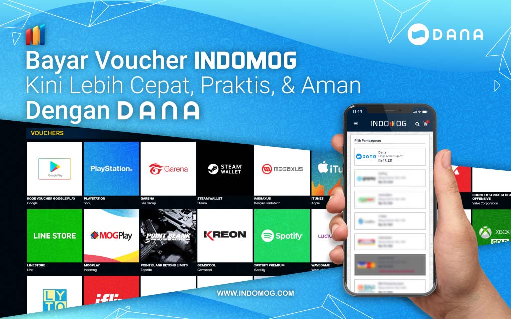 Saat ini Pembayaran voucher game di INDOMOG sudah dapat dilakukan pakai DANA lohh! Yuk coba bayar voucher di INDOMOG pakai DANA sekarang juga bit.ly/DANA-MOG