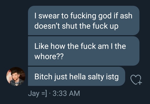 zepfroggy's tweet photo. Can you believe this shit?? How am I the salty one? You're the one that decided to be problematic sweaty, so don't even TRY to come for me xoxo #jayiscancelledparty #jayisoverparty #dumbasswhore #jayiscancelled 😐✌ https://t.co/wfJpNPC2Vu