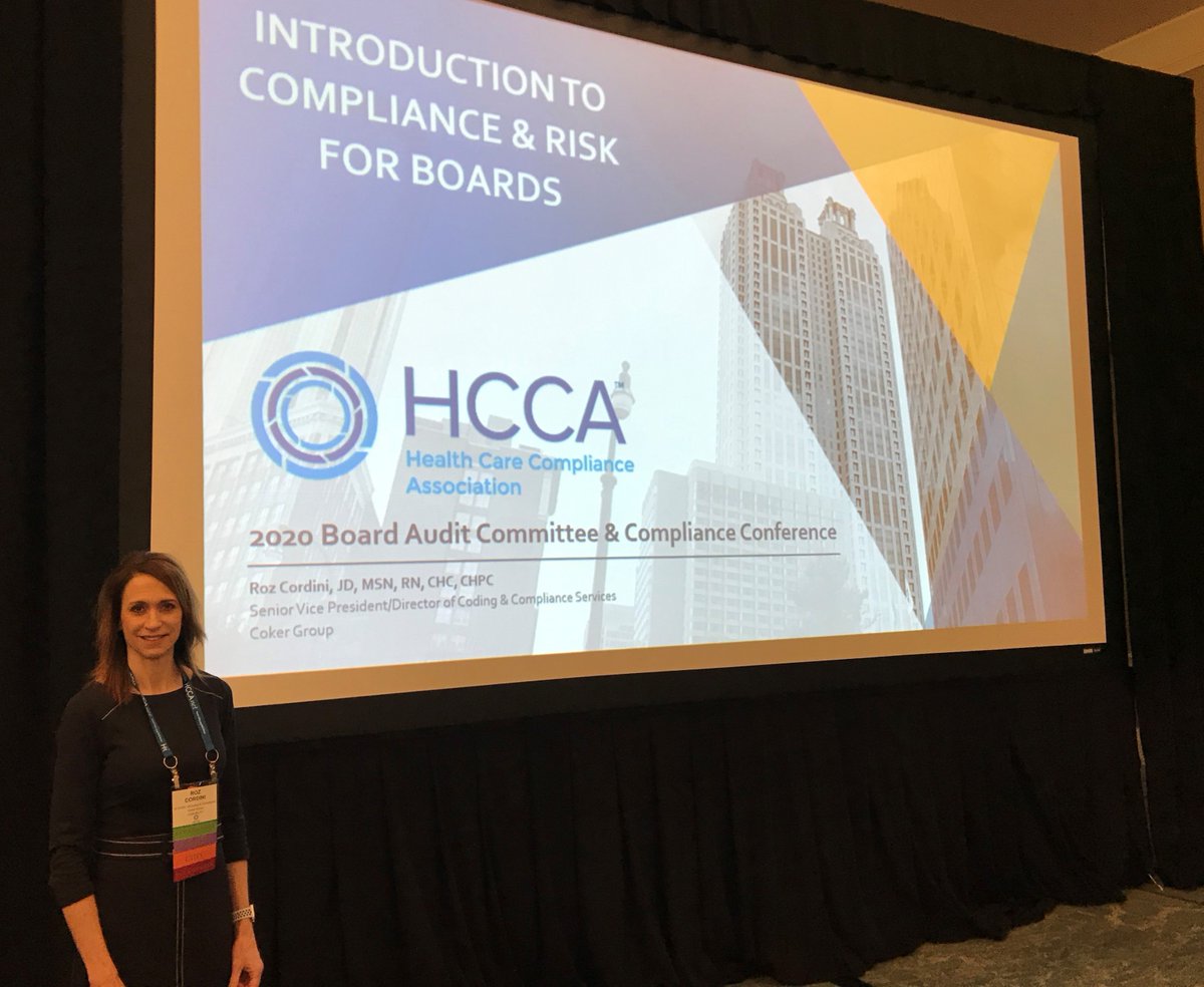 Craig Hunter (@craig_hunter_cg) on Twitter photo .<a href="/RozCordini_CG/">Roz Cordini, JD, MSN, RN, CHC, CHPC</a> provided an introduction to #healthcarecompliance for Boards this morning at #HCCAaudit. #HearCokerSpeak <a href="/theHCCA/">Health Care Compliance Association (HCCA)®</a> .<a href="/RozCordini_CG/">Roz Cordini, JD, MSN, RN, CHC, CHPC</a> provided an introduction to #healthcarecompliance for Boards this morning at #HCCAaudit. #HearCokerSpeak <a href="/theHCCA/">Health Care Compliance Association (HCCA)®</a>