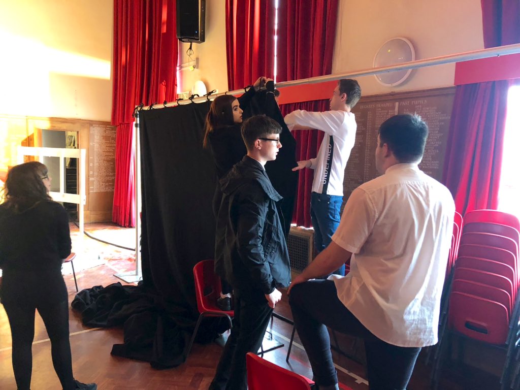 StJuliansSchool's tweet photo. Show week is upon us and the final preparations are taking place! Our pupils have been hard at work making sure everything is ready 💍🎉 Well done guys - it’s looking great! #StJProductions #TheWeddingSinger https://t.co/YoeLmIcTeg