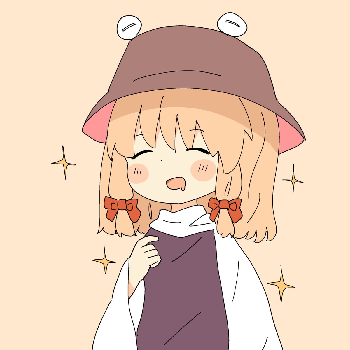 moriya suwako 1girl solo closed eyes blonde hair hat wide sleeves brown headwear  illustration images