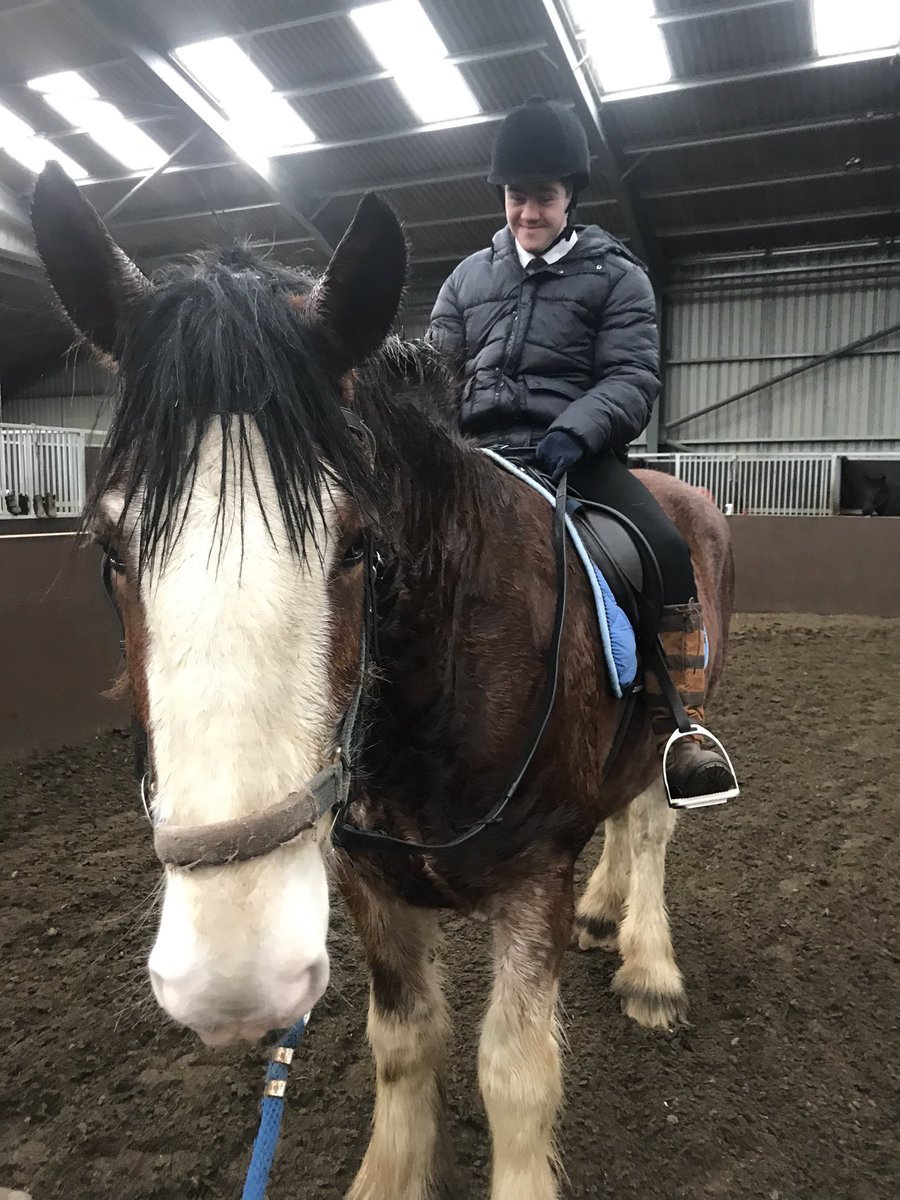 aberdeenriding's tweet photo. Having bought Hamish around 6 weeks ago today was a very special day - Duncan got to come back riding (he’s not ridden since we lost Twiggy). Well done Hamish - you are proving to be very special! We have the best job in the world! #therapyriding #horses #adventuresofhamish https://t.co/0JFkX5x9Oo