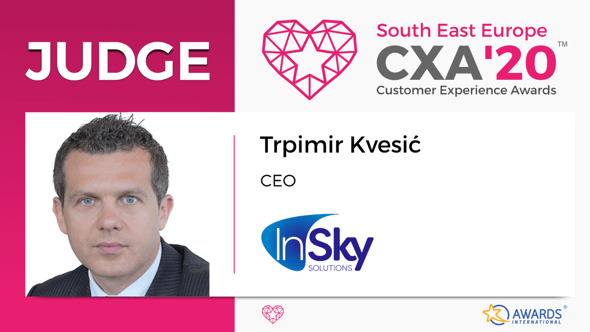 InSky_Solutions's tweet photo. We use this opportunity to announce that InSky CEO Trpimir Kvesić will be a member of the SouthEast Europe Customer Experience Awards Judging Committee 2020 and to thank SouthEast Europe Customer Experience Awards for this honour. 

#judging #seecxawards #SEECXA20 #CXawards https://t.co/Mt1Liw7MxT