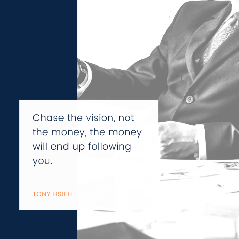BredetServices's tweet photo. “Chase the vision, not the money, the money will end up following you.” — Tony Hsieh https://t.co/04xFF2OnlQ