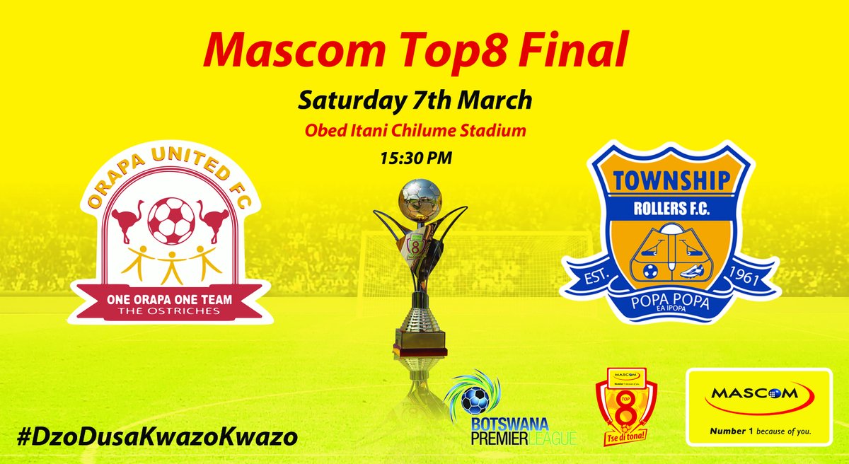 MascomWireless's tweet image. #DzoDusaKwazoKwazo!!

Who is walking away with 1.4 Million Pula.?

@orapaunited vs @rollersfc
7th March 2020
Obed Itani Chilume Stadium
3:30 PM

#TseDiTona #MascomTop8 #Number1BecauseOfYou