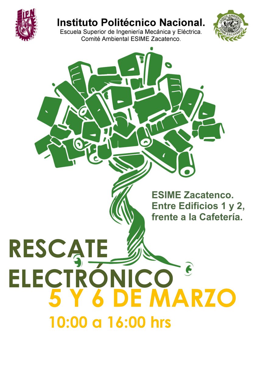 EsimeComite's tweet photo. ¡Te invitamos! 
Trae tus electrónicos en desuso o que ya no funcionen. https://t.co/VtEvcHpETA