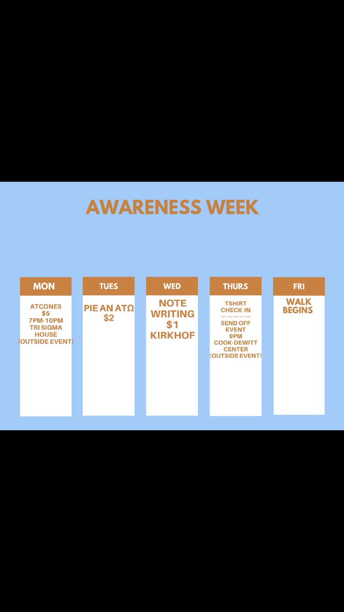 Awareness week is in full swing. Stop by Kirkhof all week to earn points and help spread awareness!