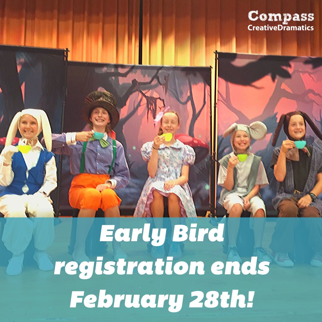 ccdramatics's tweet photo. 🍵 What's the tea? (do kids these days still say that?) 

The tea is...
❗Early bird registration ends February 28th!❗

You have 4 MORE DAYS to take advantage of the discount for our 2020 Summer Performance Camps!

Register for camp 👉🏼 https://t.co/C7WoqvZwXr

#oneplayoneweek https://t.co/Hwl0uUxvHm